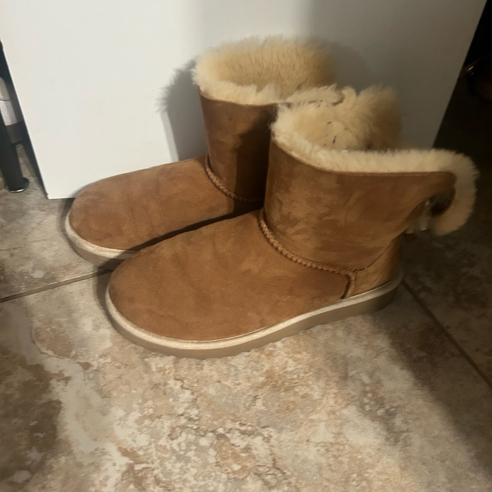 UGG Brown and Cream Shearling Boots